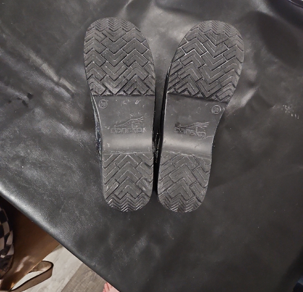 Dansko Glitter Speckle Clogs in Black and Blue - Picture 7 of 9